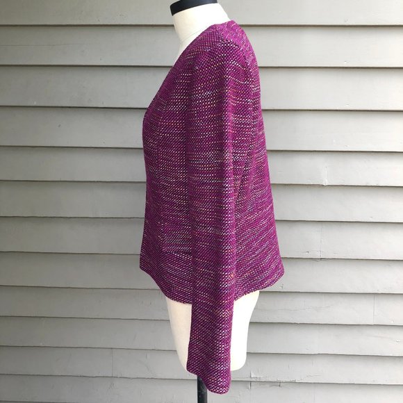 St. John Collarless Woven Fuchsia Multicolor Tweed Boucle Blazer Jacket 8 2019 - Picture 7 of 16